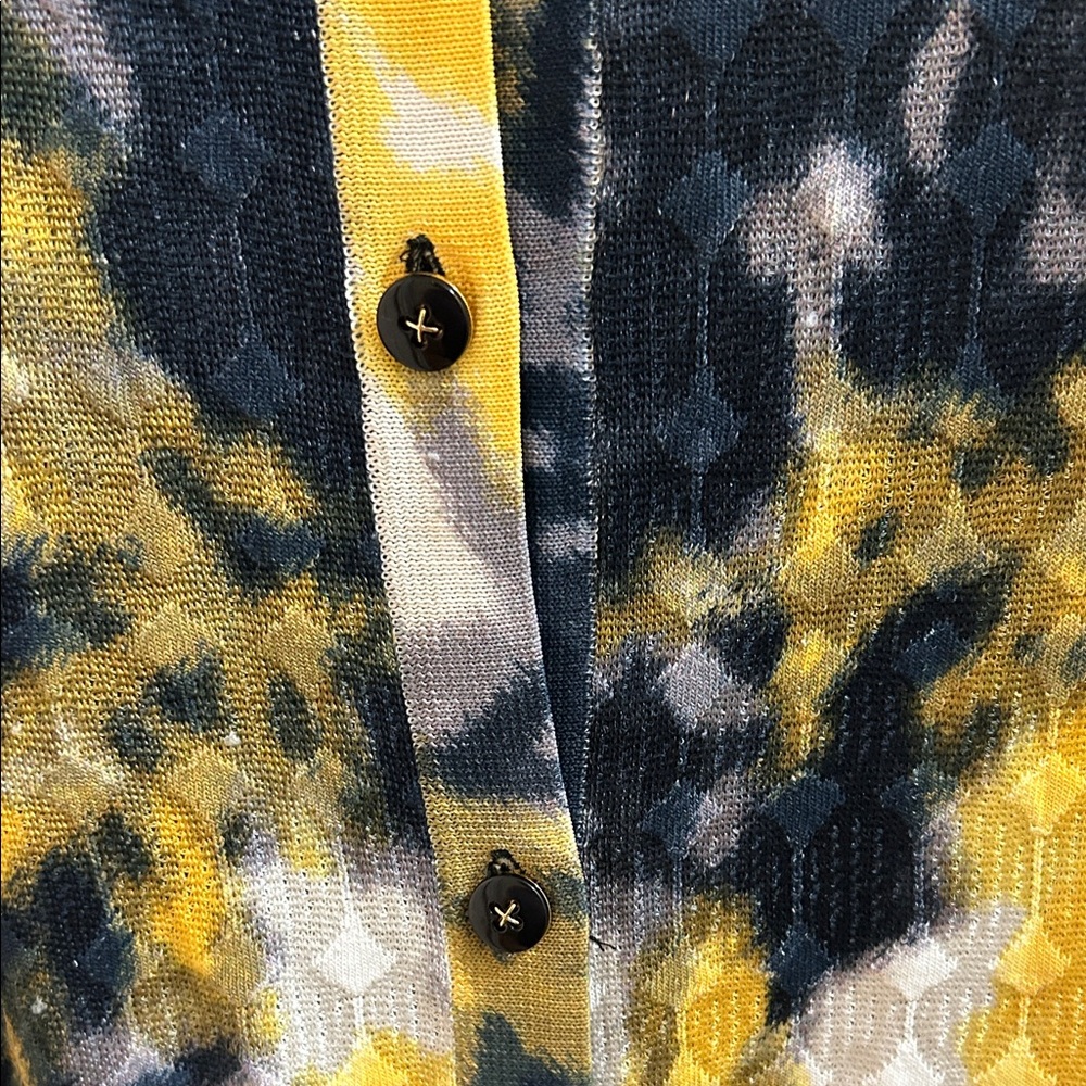 St. John Yellow and Blue Patterned Cardigan* - Picture 5 of 11